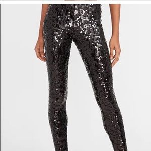 Express High Waist Velvet/Sequin Leggings XXS